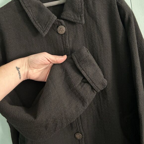 El Huarache Womens Black Woven Cotton Blazer Jacket XS Boho Vtg Minimalist Basic - Picture 6 of 10